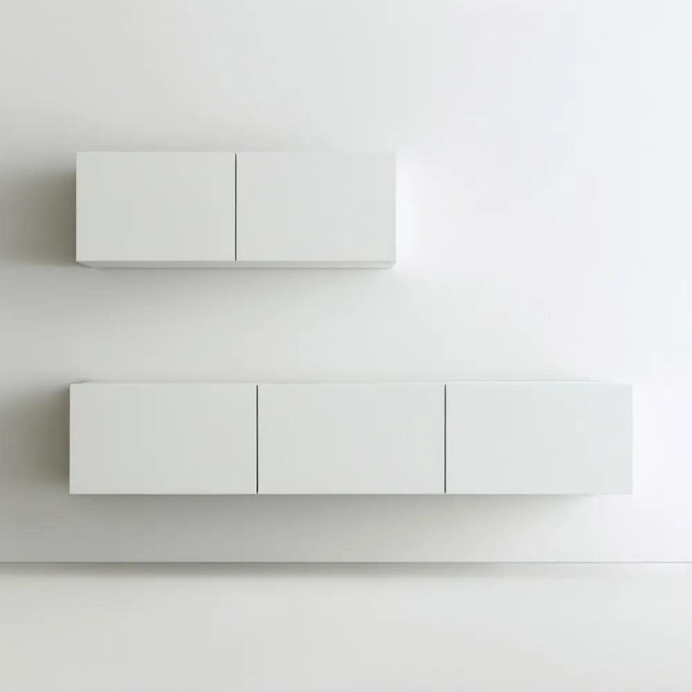 Biały zestaw 2 wiszących szafek z MDF, 180 x 30 x 35 cm i 120 x 30 x 35 cm