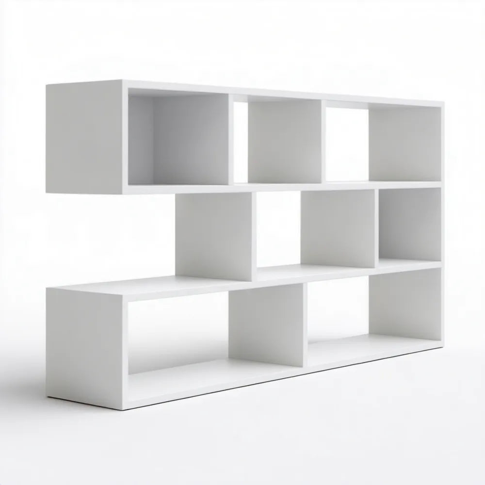 Biały modułowy regał z płyty wiórowej laminowanej 120 x 30 x 120 cm