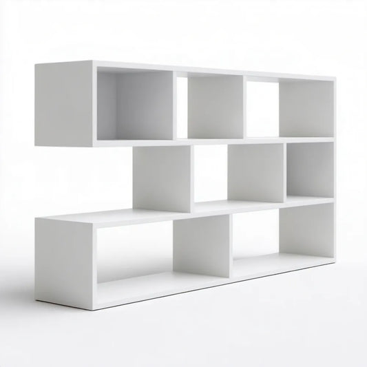 Biały modułowy regał z płyty wiórowej laminowanej 120 x 30 x 120 cm