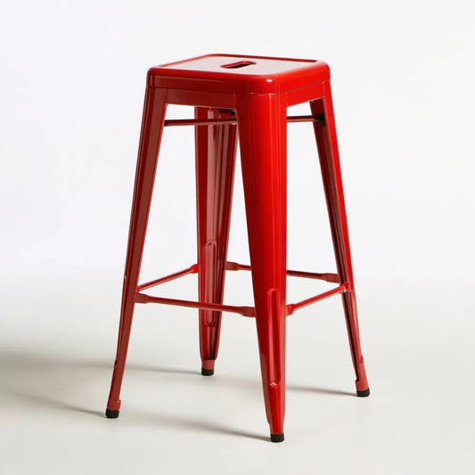 Czerwony hoker stalowy industrialny 30 x 30 x 76 cm