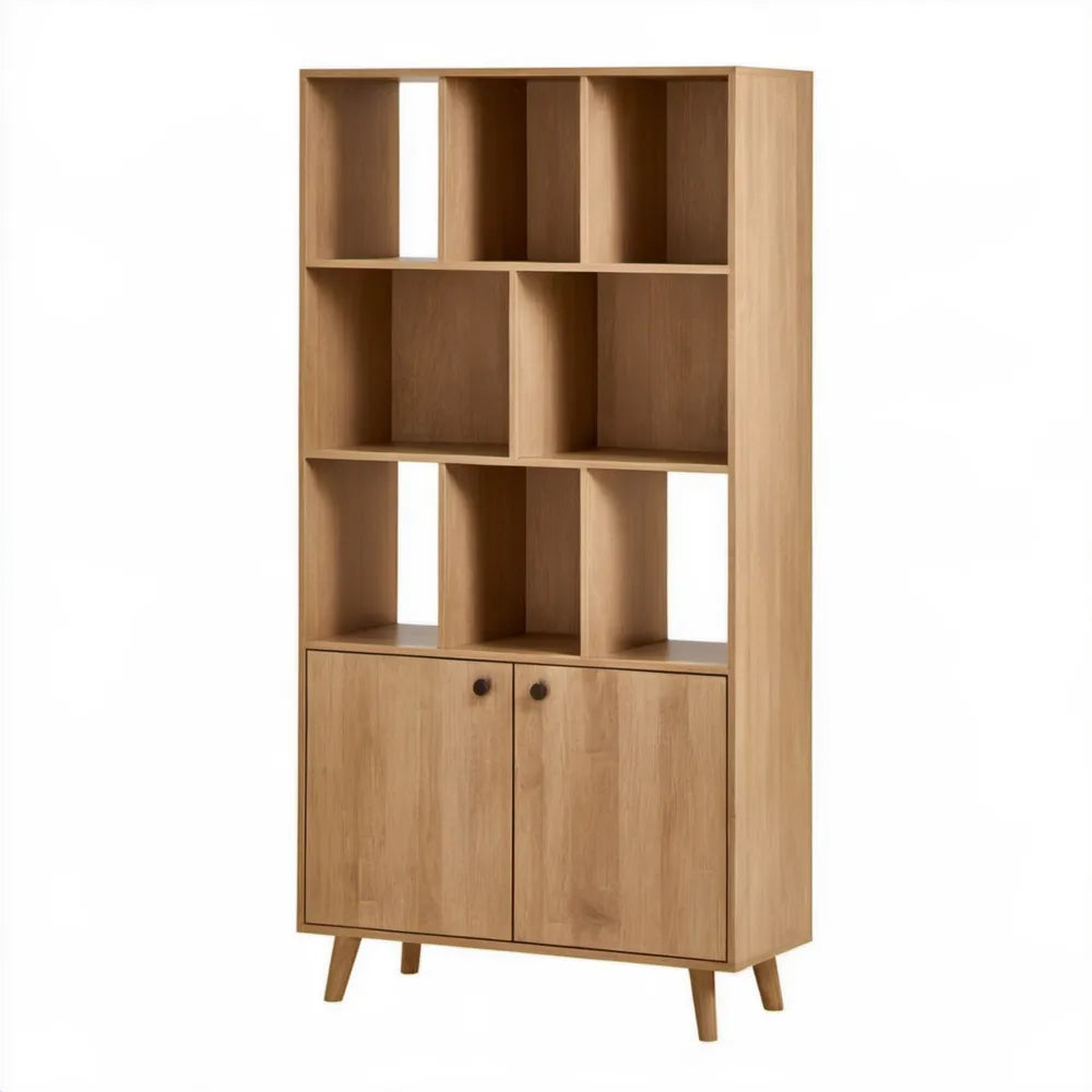 Biblioteczka stojąca z szafką, dekor dębu naturalnego, 80 x 35 x 190 cm
