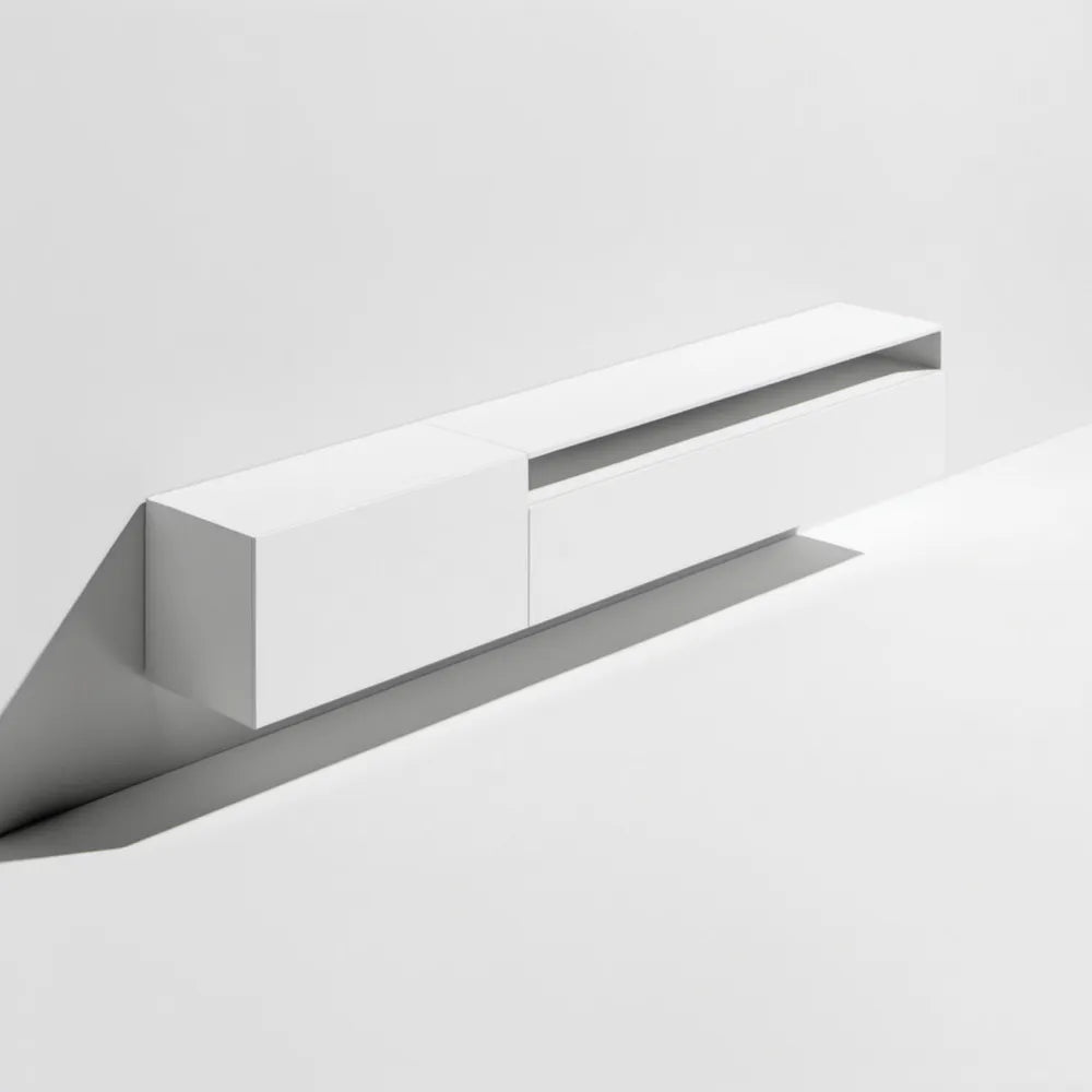 Biała szafka RTV z laminowanej płyty wiórowej 180 x 40 x 45 cm