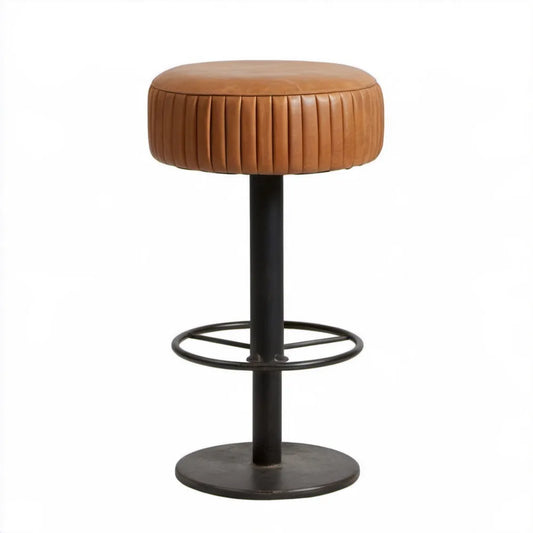 Hoker barowy koniakowo-czarny z siedziskiem PU, 75 cm, siedzisko 38 cm