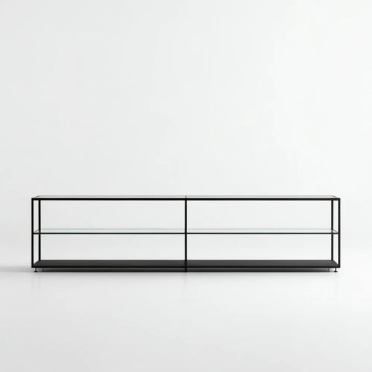 Czarna szafka RTV ze szkłem hartowanym 180 x 40 x 50 cm