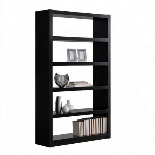 Czarny regał z płyty wiórowej 80 x 30 x 180 cm z 5 półkami